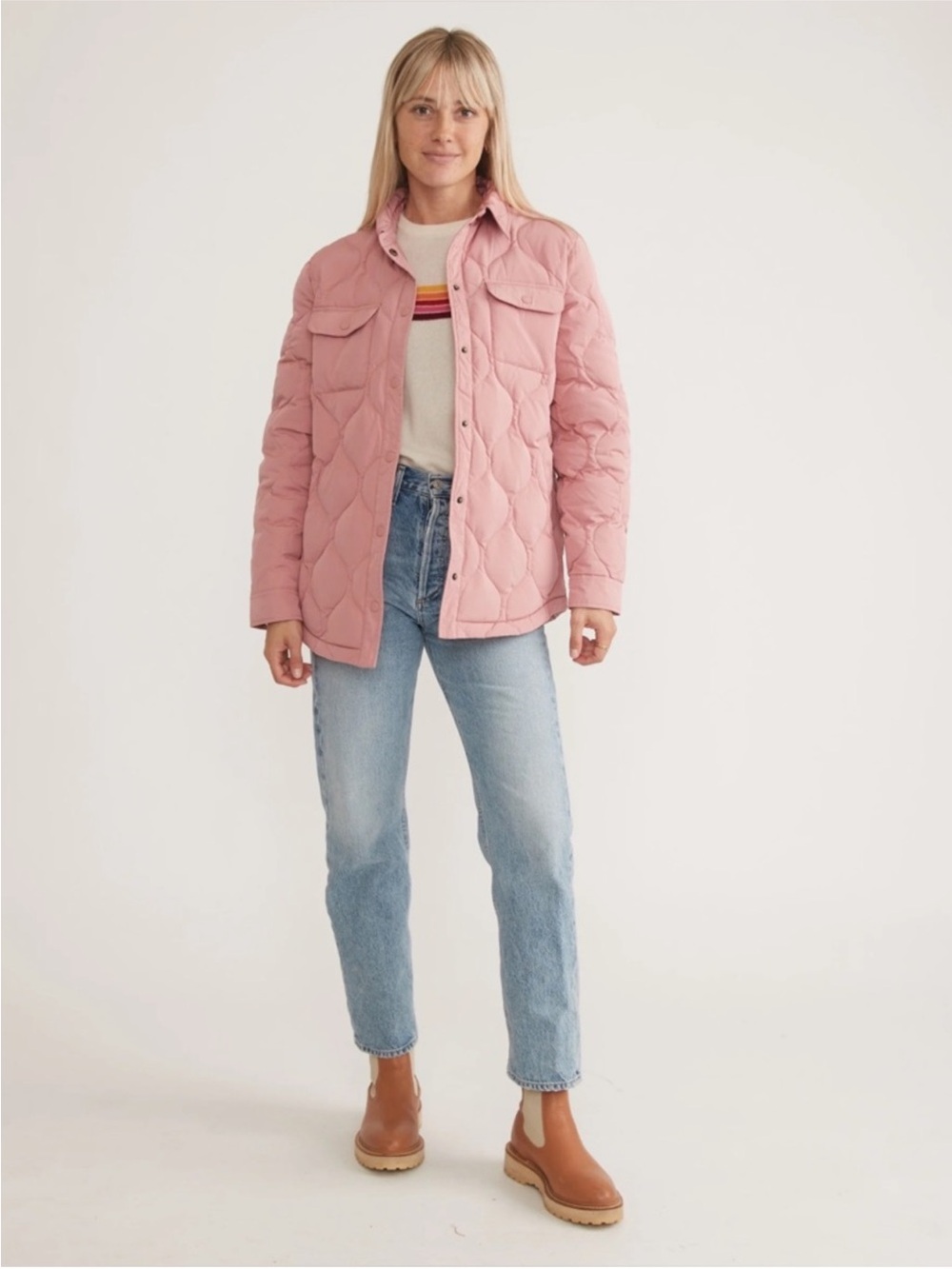 Marine Layer Quilted Pink Puffer Jacket - Picture 2 of 7